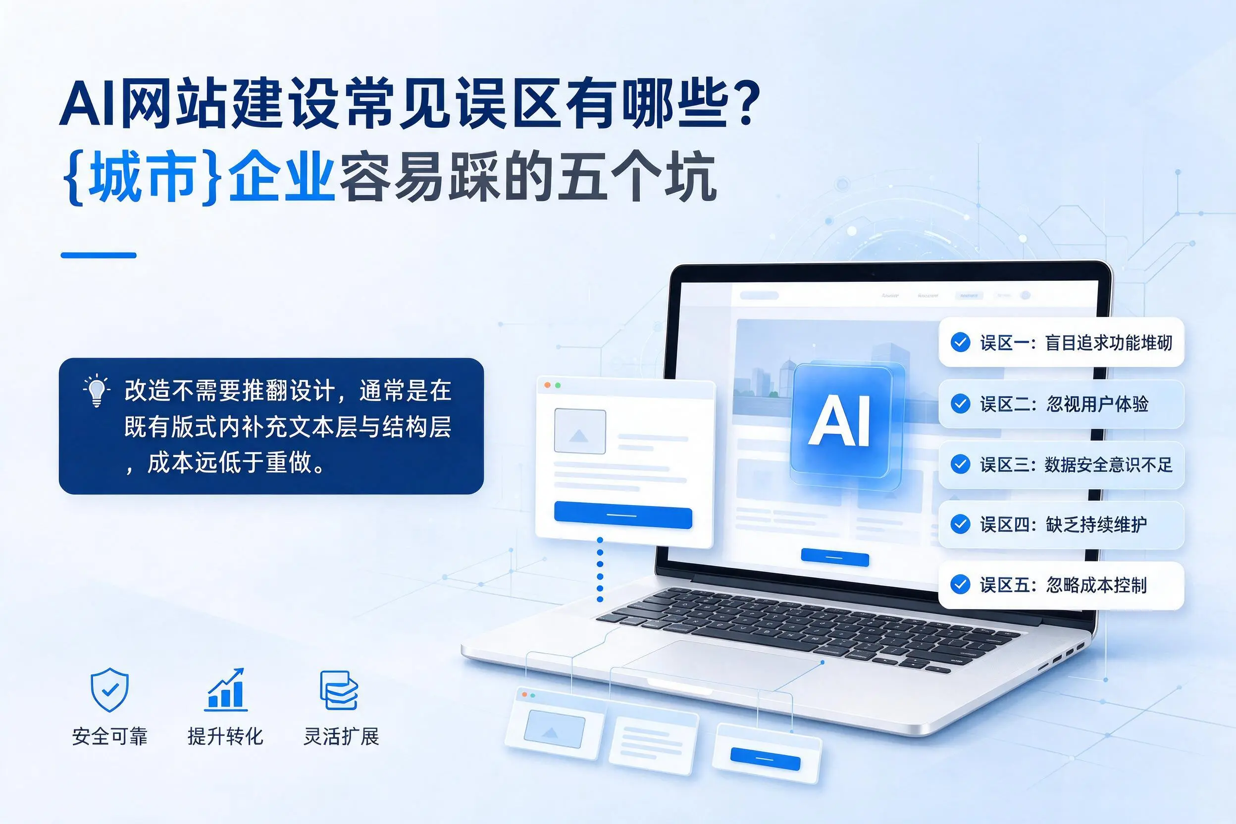 AI网站建设常见误区有哪些?塔城企业容易踩的五个坑