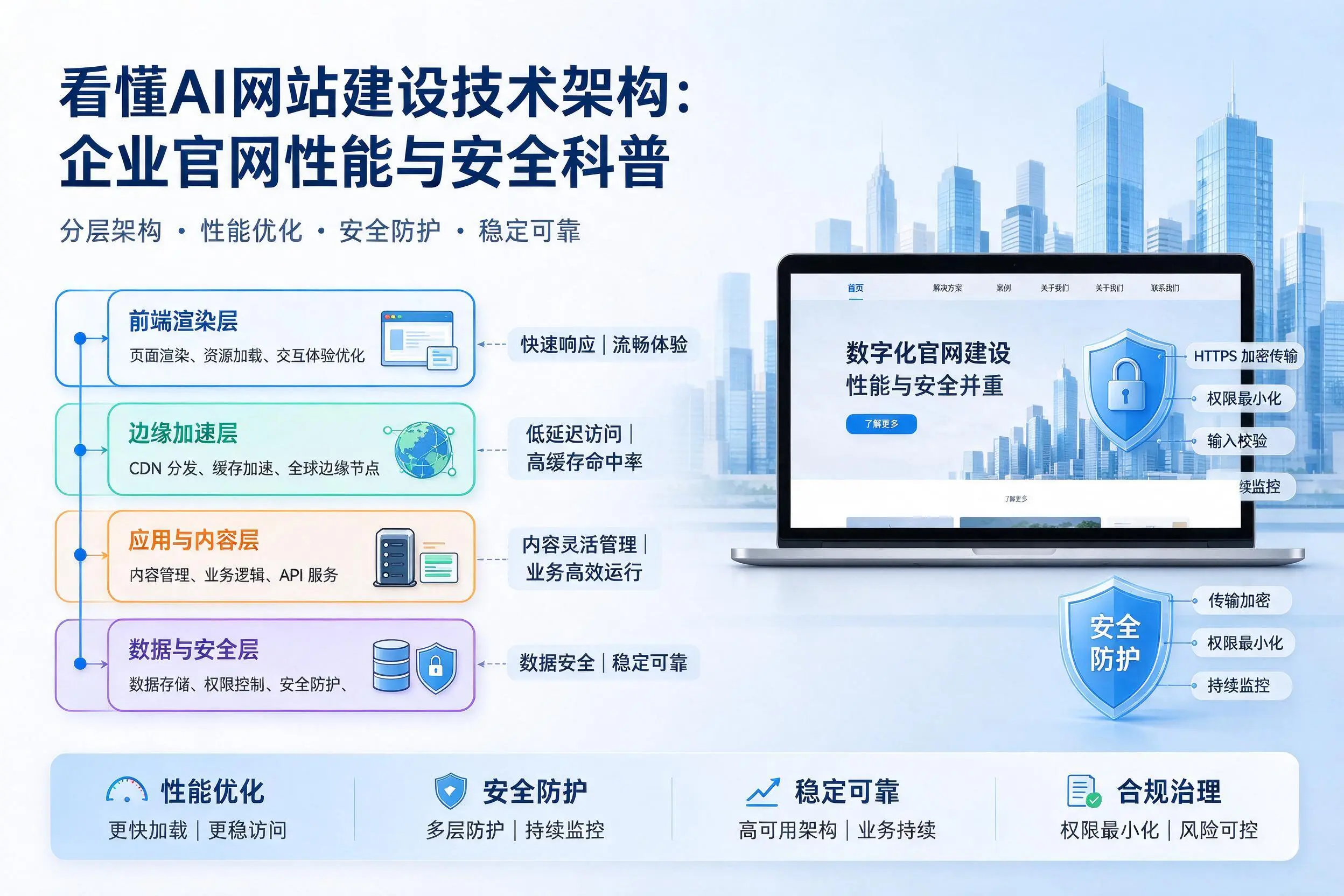 看懂AI网站建设技术架构:塔城企业官网性能与安全科普