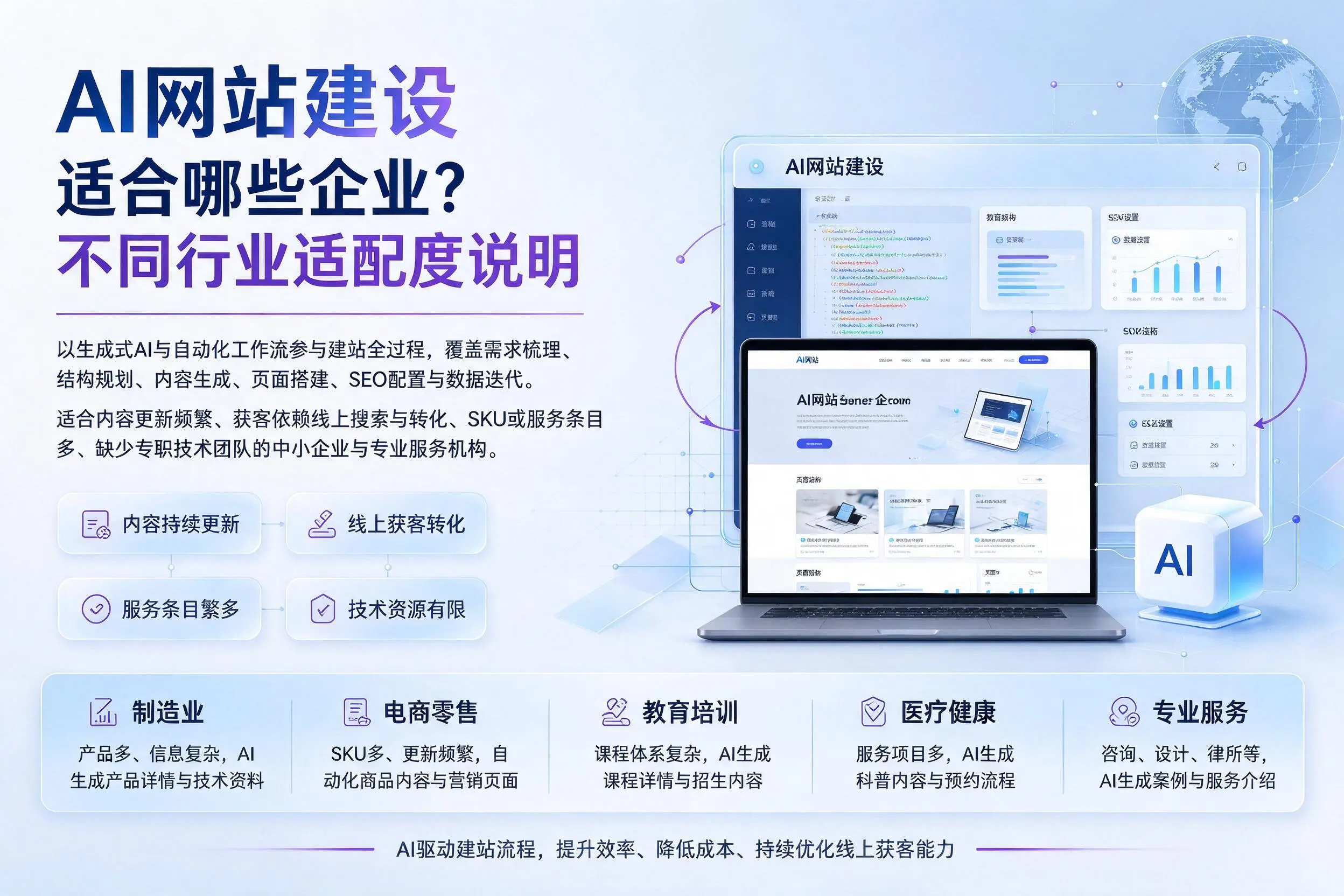 AI网站建设适合哪些企业？塔城不同行业适配度说明
